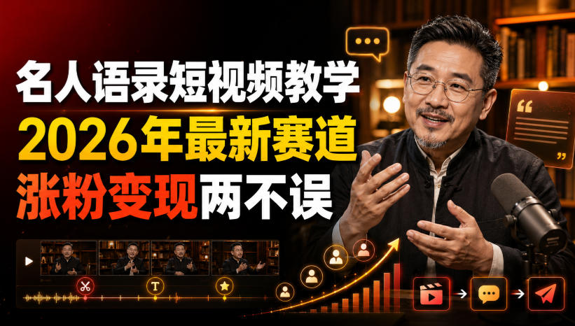 名人语录短视频教学,2026年最新赛道,涨粉变现两不误-智云网