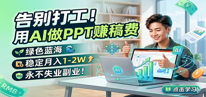 告别打工！用AI做PPT赚稿费，绿色蓝海，稳定月入1-2W，永不失业副业！-智云网