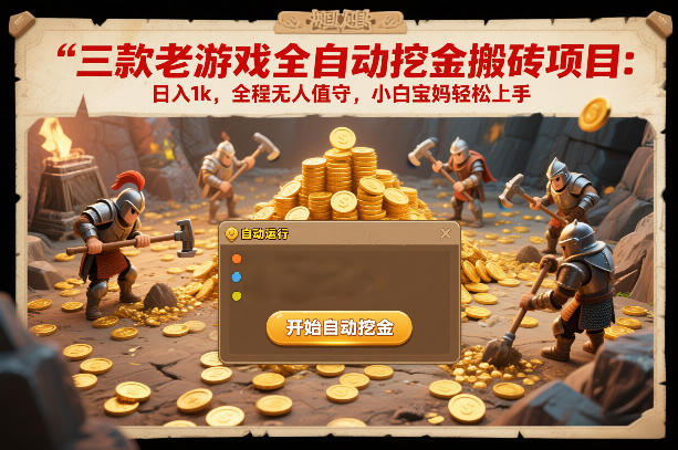 三款老游戏全自动挖金搬砖项目：日入1k，全程无人值守，小白宝妈轻松上手【揭秘】-智云网