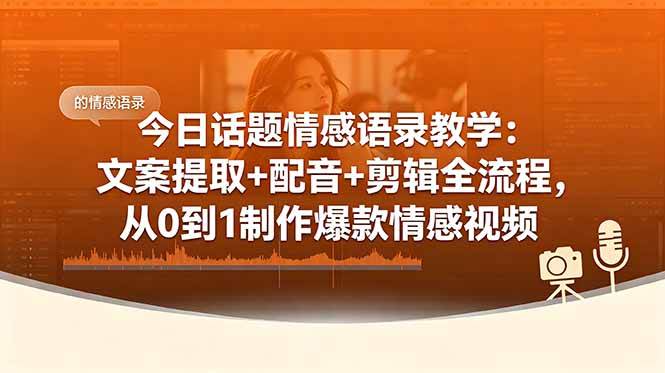 (18719期)今日话题情感语录教学:文案提取+配音+剪辑全流程,从0到1制作爆款情感视频-智云网