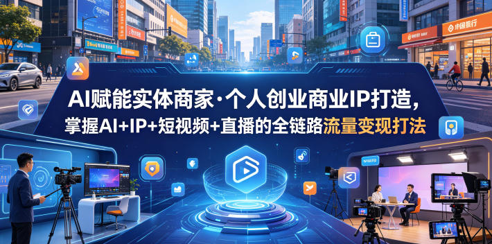 AI赋能实体商家·个人创业商业IP打造,掌握AI+IP+短视频+直播的全链路流量变现打法-智云网