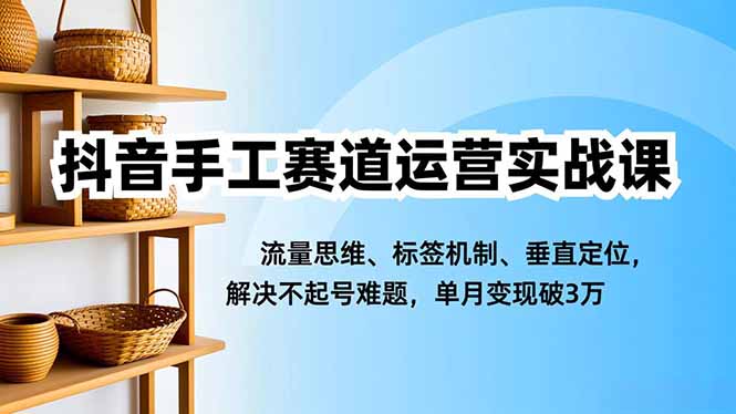 抖音手工赛道运营实战课,流量思维、标签机制、垂直定位,解决不起号难题,单月变现破3万-智云网