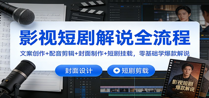 影视短剧解说全流程：文案创作+配音剪辑+封面制作+短剧挂载，零基础学爆款解说-智云网