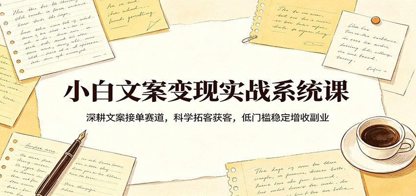 小白文案变现实战系统课:深耕文案接单赛道,科学拓客获客,低门槛稳定增收副业-智云网