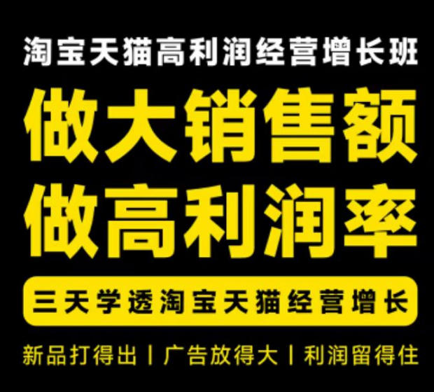 天猫淘宝高利润经营增长班杭州线下课31期8月22-24日，做大销售额做高利润率，三天学透淘宝天猫经营增长-智云网