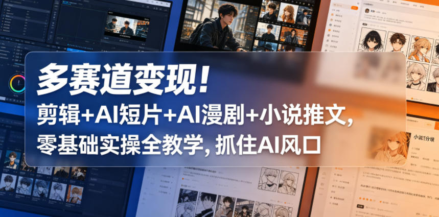 多赛道变现!剪辑+AI短片+AI漫剧+小说推文,零基础实操全教学,抓住AI风口-智云网