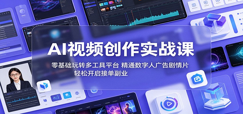 AI视频创作实战课:零基础玩转多工具平台,精通数字人广告、剧情片,轻松开启接单副业-智云网