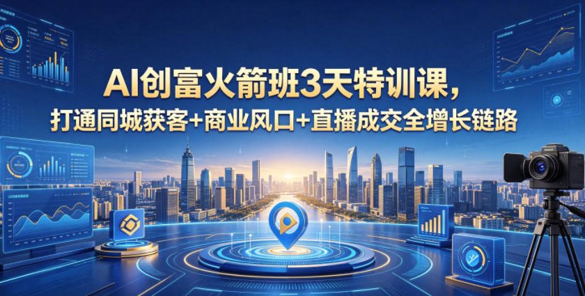 AI创富火箭班3天特训课,打通同城获客+商业风口+直播成交全增长链路,2026年4月新课-智云网