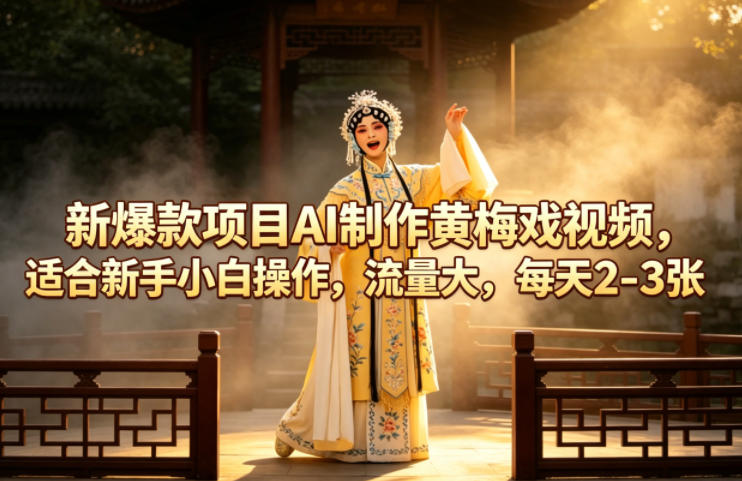新爆款项目AI制作黄梅戏视频,适合新手小白操作,流量大,每天2-3张 新爆款项目AI制作黄梅戏视频,适合新手小白操作,流量大,每天2-3张