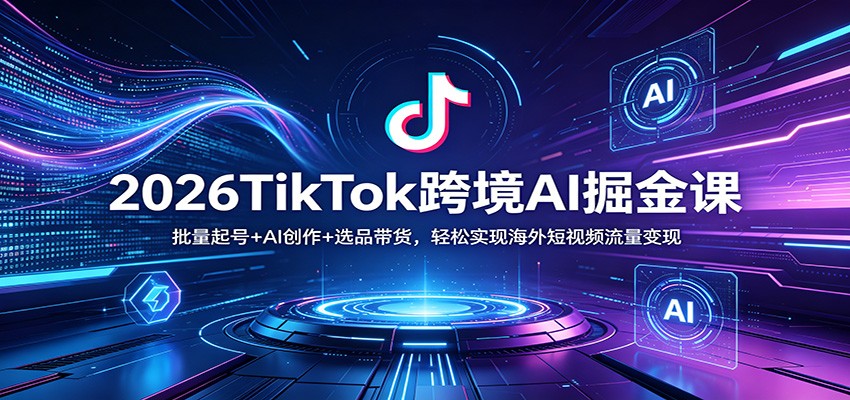 2026TikTok跨境AI掘金课:批量起号+AI创作+选品带货,轻松实现海外短视频流量变现-智云网