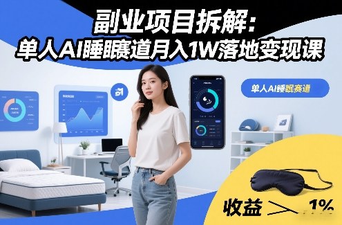 副业项目拆解:单人AI睡眠赛道月入1W落地变现课
