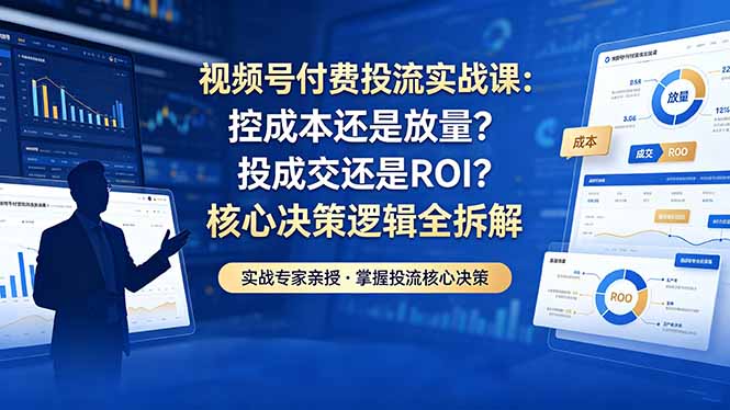 视频号付费投流实战课-5月:控成本还是放量?投成交还是ROI?核心决策逻辑全拆解-智云网