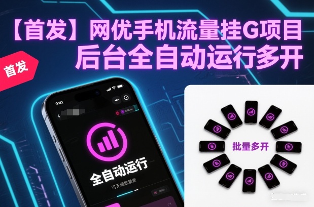 【首发】网优手机流量挂G项目,后台全自动运行,可无限批量多开【揭秘】-智云网
