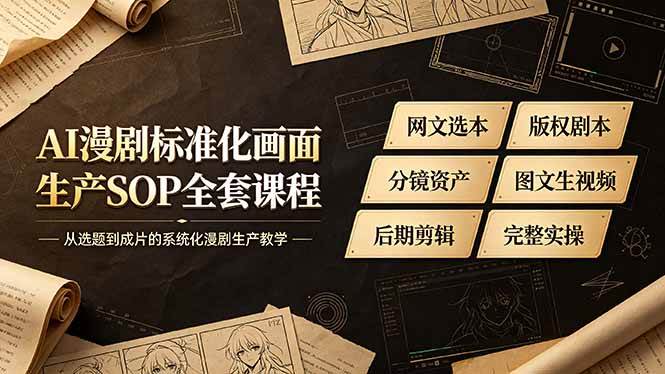 (19806期)AI漫剧标准化画面生产SOP全套课程-更新,网文选本版权剧本分镜资产全覆盖,图文生视频后期剪辑完整实操教学-智云网