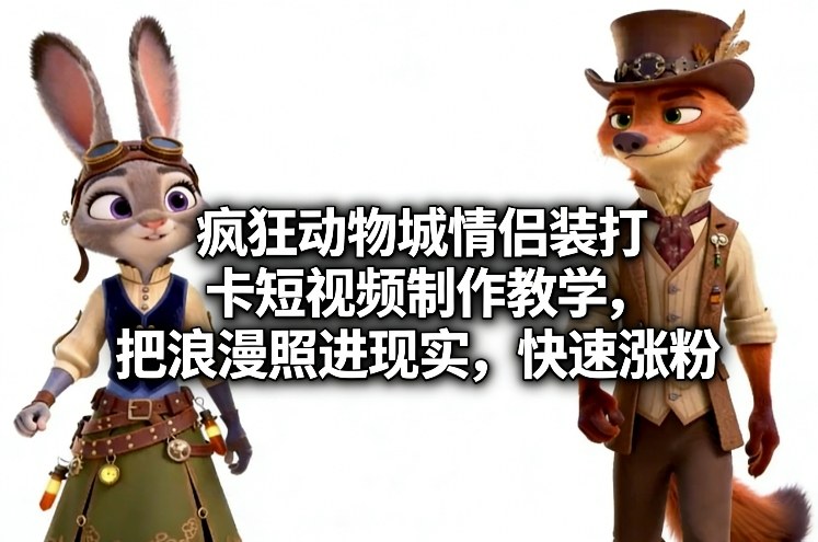 疯狂动物城情侣装打卡短视频制作教学,把浪漫照进现实,快速涨粉-智云网