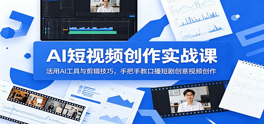 AI短视频创作实战课:活用AI工具与剪辑技巧,手把手教口播短剧创意视频创作-智云网