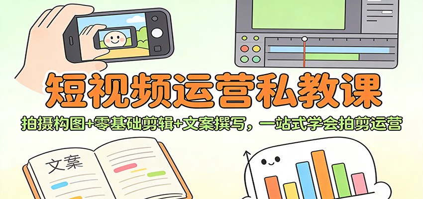 短视频运营私教课：拍摄构图+零基础剪辑 +文案撰写，一站式学会拍剪运营-智云网