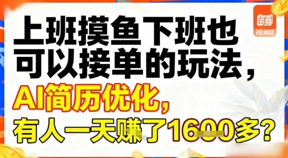上班摸鱼下班也可以接单的玩法,AI简历优化,有人一天挣了1.6k?-智云网