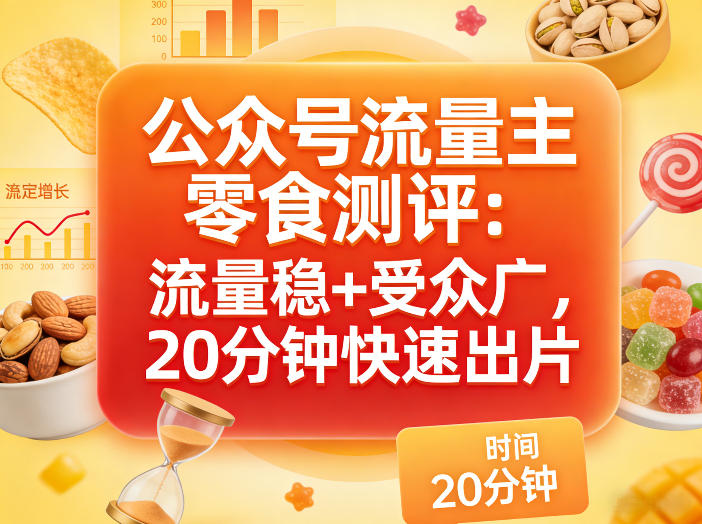 公众号流量主之零食测评赛道,流量稳+受众广,20分钟一条作品-智云网