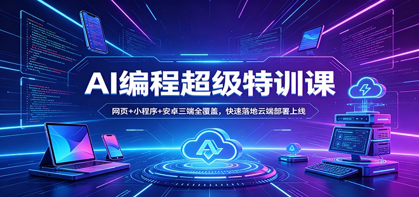 AI编程超级特训课：网页+小程序+安卓三端全覆盖，快速落地云端部署上线-智云网
