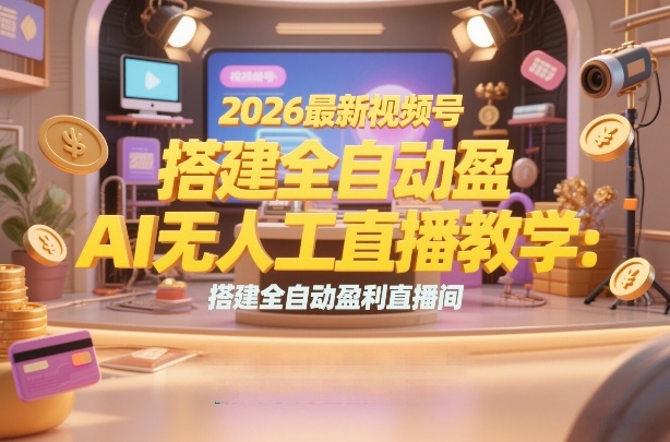 2026最新视频号AI无人直播教学:搭建全自动盈利直播间,低成本开启副业变现