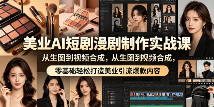 美业AI短剧漫剧制作实战课,从生图到视频合成,零基础轻松打造美业引流爆款内容-智云网
