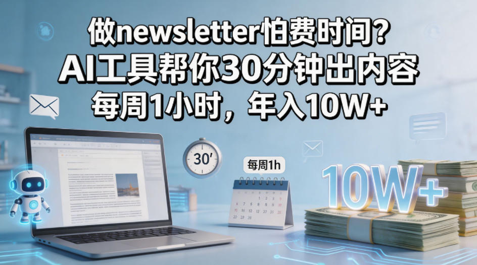 做newsletter怕费时间?AI工具帮你30分钟出内容,每周1小时,年入10W+!【原创双语字幕】-智云网