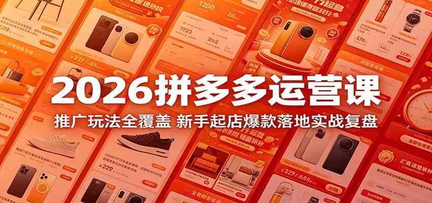 2026拼多多运营课:推广玩法全覆盖,新手起店爆款落地实战复盘-智云网