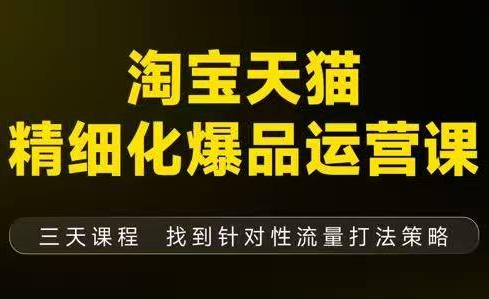猫课子幽·淘宝天猫精细化爆品运营【音频+字幕+文档】(9月12-14杭州线下课)-智云网