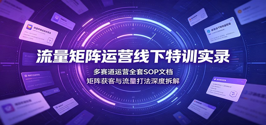 流量矩阵运营线下特训实录：多赛道运营全套SOP文档，矩阵获客与流量打法深度拆解-智云网