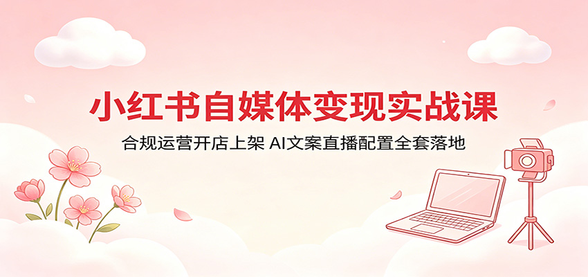 小红书自媒体变现实战课：合规运营开店上架，AI文案直播配置全套落地-智云网