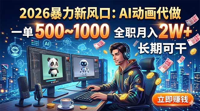 (18993期)2026暴力新风口:AI动画代做,一单500~1000,全职月入2W+,长期可干-智云网