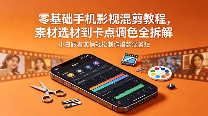 (18750期)零基础手机影视混剪教程,素材选材到卡点调色全拆解,小白跟着实操轻松制作爆款混剪短片-智云网