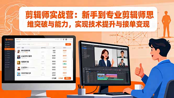 剪辑师实战营:新手到专业剪辑师思维突破与能力,实现技术提升与接单变现-智云网