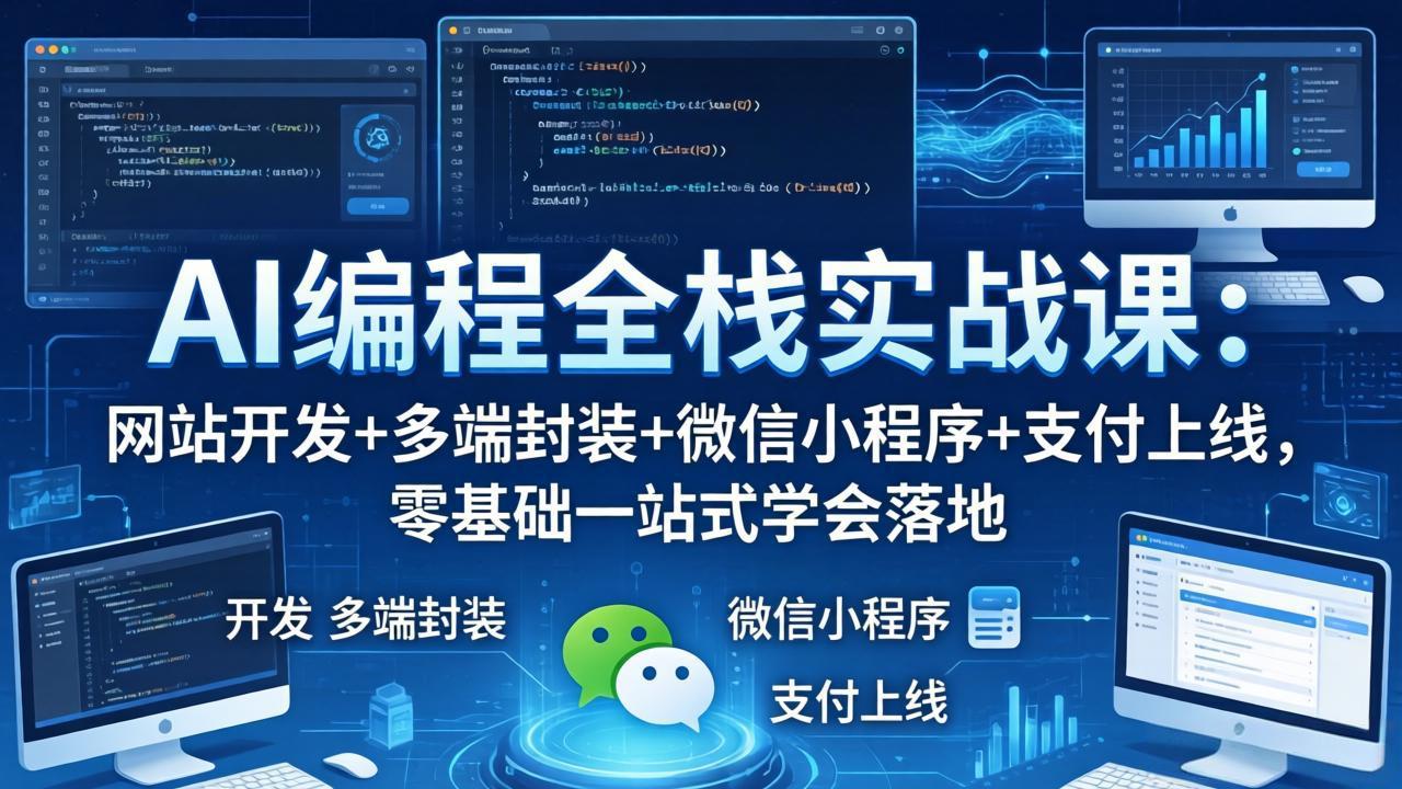 AI编程全栈实战课:网站开发+多端封装+微信小程序+支付上线,零基础一站式学会落地-智云网
