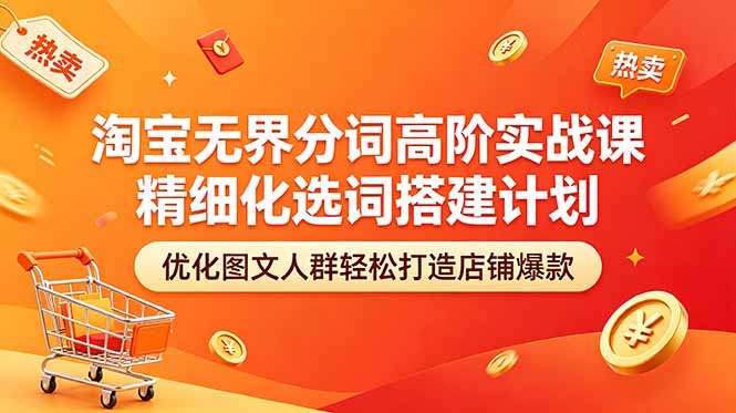 淘宝无界分词高阶实战课 精细化选词搭建计划 优化图文人群轻松打造店铺爆款-智云网