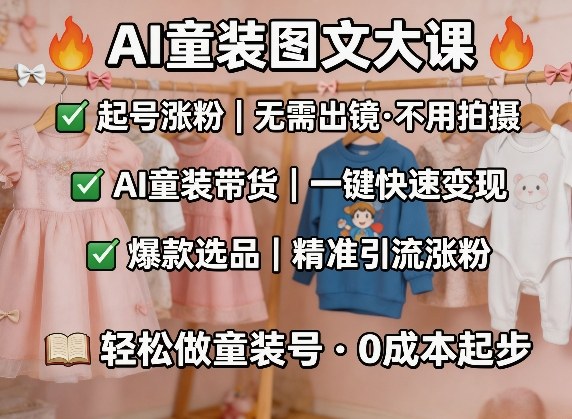 AI童装图文剪辑,某社群童装图文大课,起号涨粉、AI童装带货、爆款选品,无需出镜和拍摄-智云网