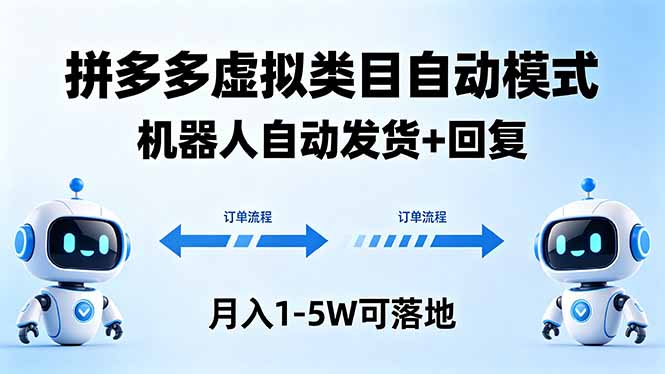 多多虚拟类目自动模式，机器人自动发货 + 回复，月入 1-5W 可落地-智云网