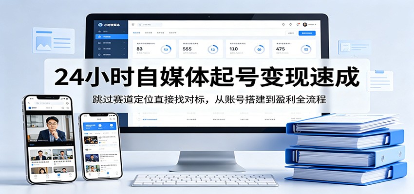 24小时自媒体起号变现速成，跳过赛道定位直接找对标，从账号搭建到盈利全流程-智云网