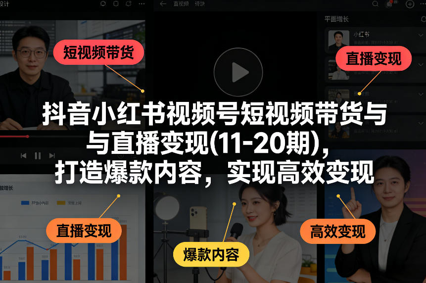 抖音小红书视频号短视频带货与直播变现(10-21期),打造爆款内容,实现高效变现(更新05月) 抖音小红书视频号短视频带货与直播变现(10-21期),打造爆款内容,实现高效变现(更新05月)
