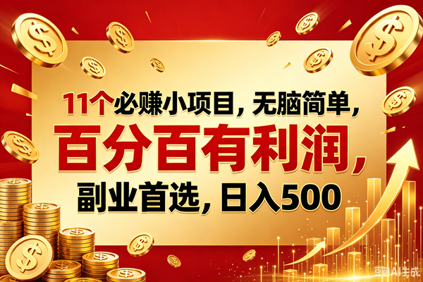 (18851期)11个必赚的小项目,百分百赚元子,无脑简单,副业首选,日入500+-智云网
