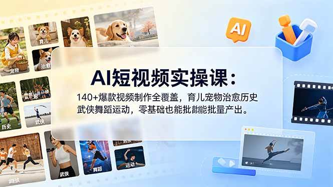 (18781期)AI短视频实操课:140+爆款视频制作全覆盖,育儿宠物治愈历史武侠舞蹈运动,零基础也能批量产出 (18781期)AI短视频实操课:140+爆款视频制作全覆盖,育儿宠物治愈历史武侠舞蹈运动,零基础也能批量产出