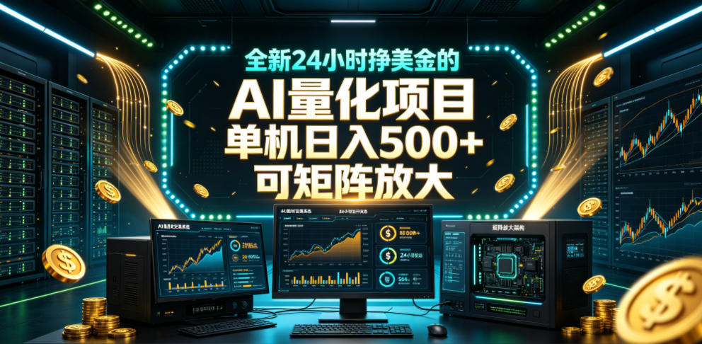 全新24小时挣美金的AI量化项目，单机日入500+，每天见收益，可矩阵放大【揭秘】-智云网