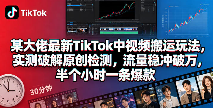 某大佬最新TikTok中视频搬运玩法,实测破解原创检测,流量稳冲破万,半个小时一条爆款-智云网