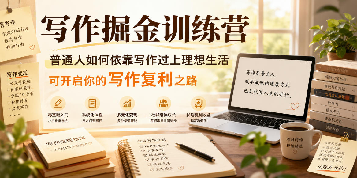 写作掘金训练营,普通人如何依靠写作过上理想生活,可开启你的写作复利之路(更新6月)-智云网