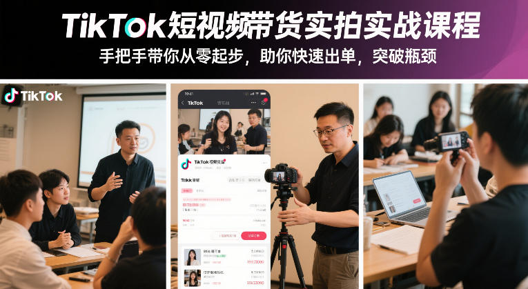 TikTok短视频带货实拍实战课程，手把手带你从零起步，助你快速出单，突破瓶颈-智云网