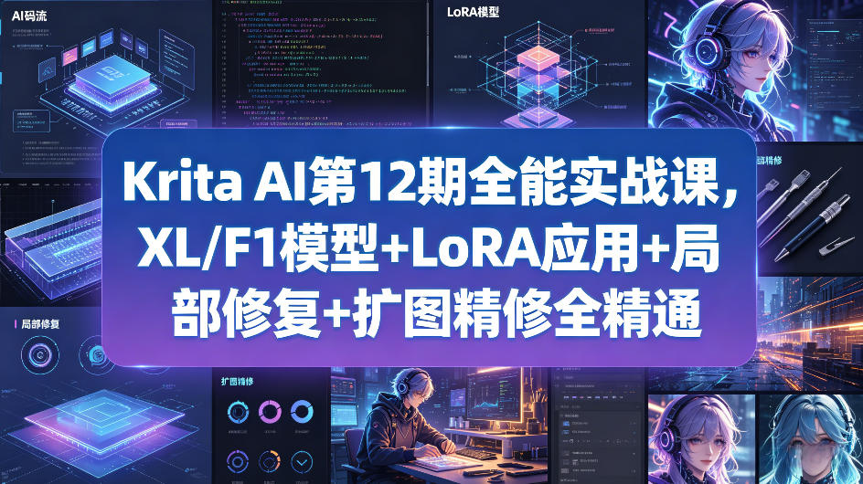 Krita AI第12期全能实战课，XL/F1模型+LoRA应用+局部修复+扩图精修全精通-智云网