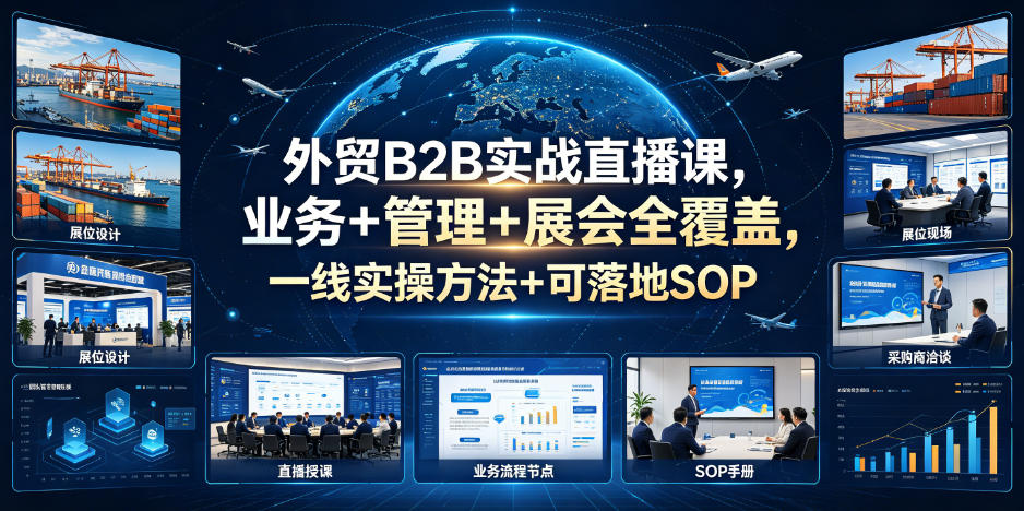 外贸B2B实战直播课,业务+管理+展会全覆盖,一线实操方法+可落地SOP-智云网