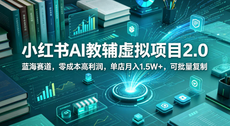 小红书AI教辅虚拟项目2.0,蓝海赛道,零成本高利润,单店月入1.5W+,可批量复制-智云网