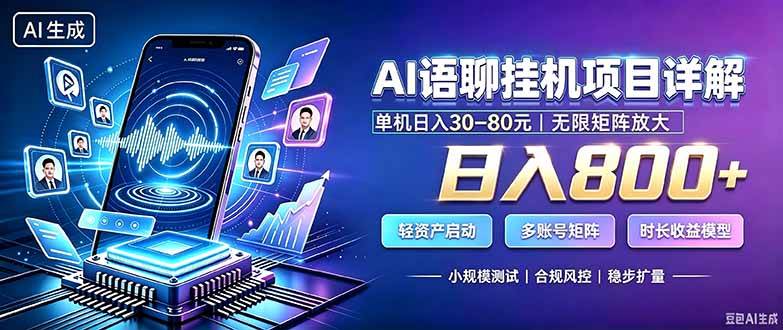 (20314期)AI语聊挂机,日入800+,适用个人副业,工作室矩阵操作-智云网